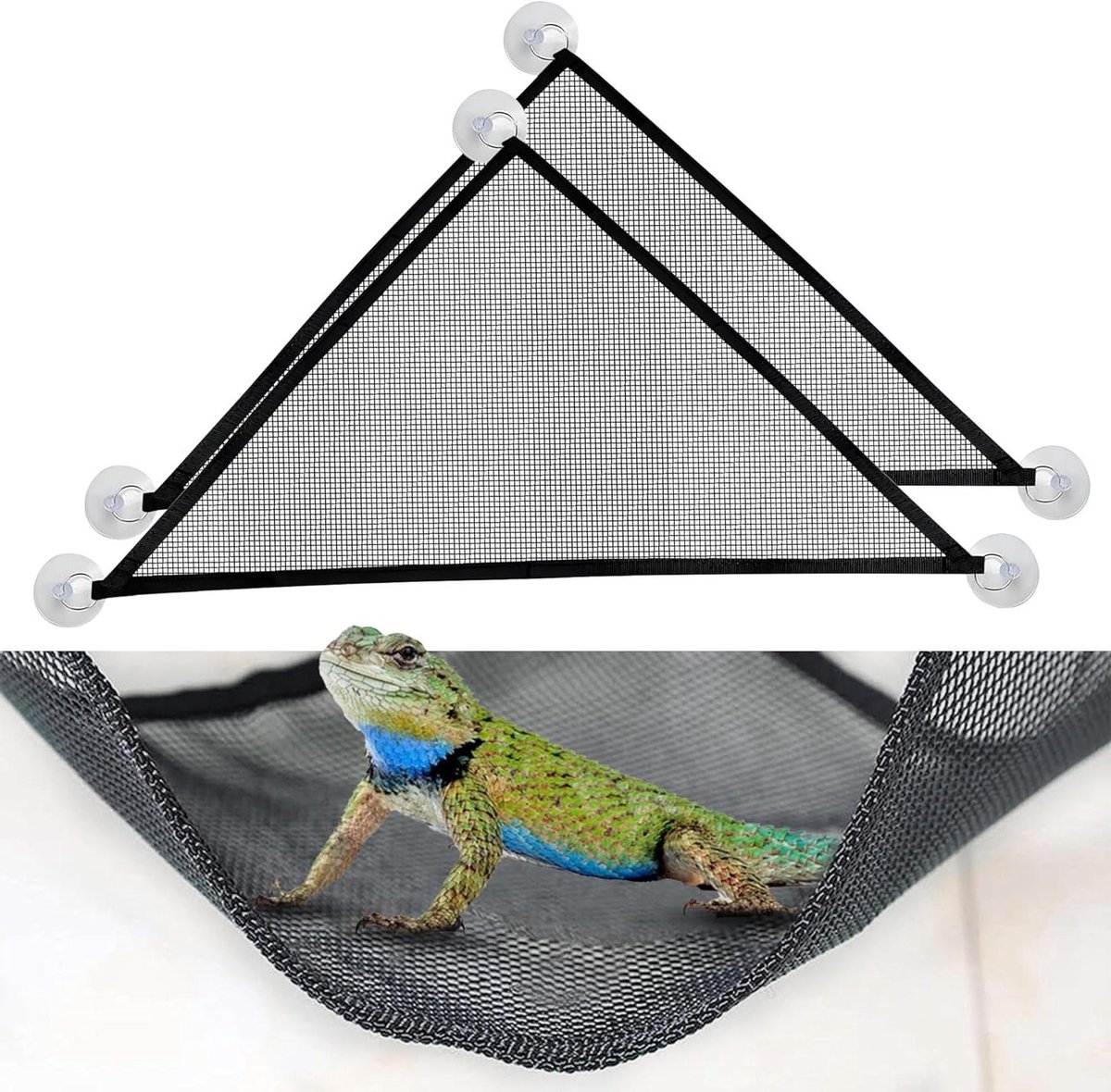 2 stuks Reptielen Hangmat voor Baarddraken en Gekko's - Ademend Mesh Ontwerp - Geschikt voor grote en kleine reptielen (zwart)
