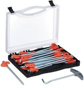 Piquets de tente - lot de 30 - sol dur - arrache-piquets et boîte - 20,5 cm - acier