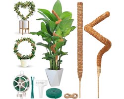 2 stuks mosstokken 80 cm voor planten ondersteuning en groei - Kokosnootpalen plantenhouder 7 mm - Opvouwbare kokosvezel plantensteun