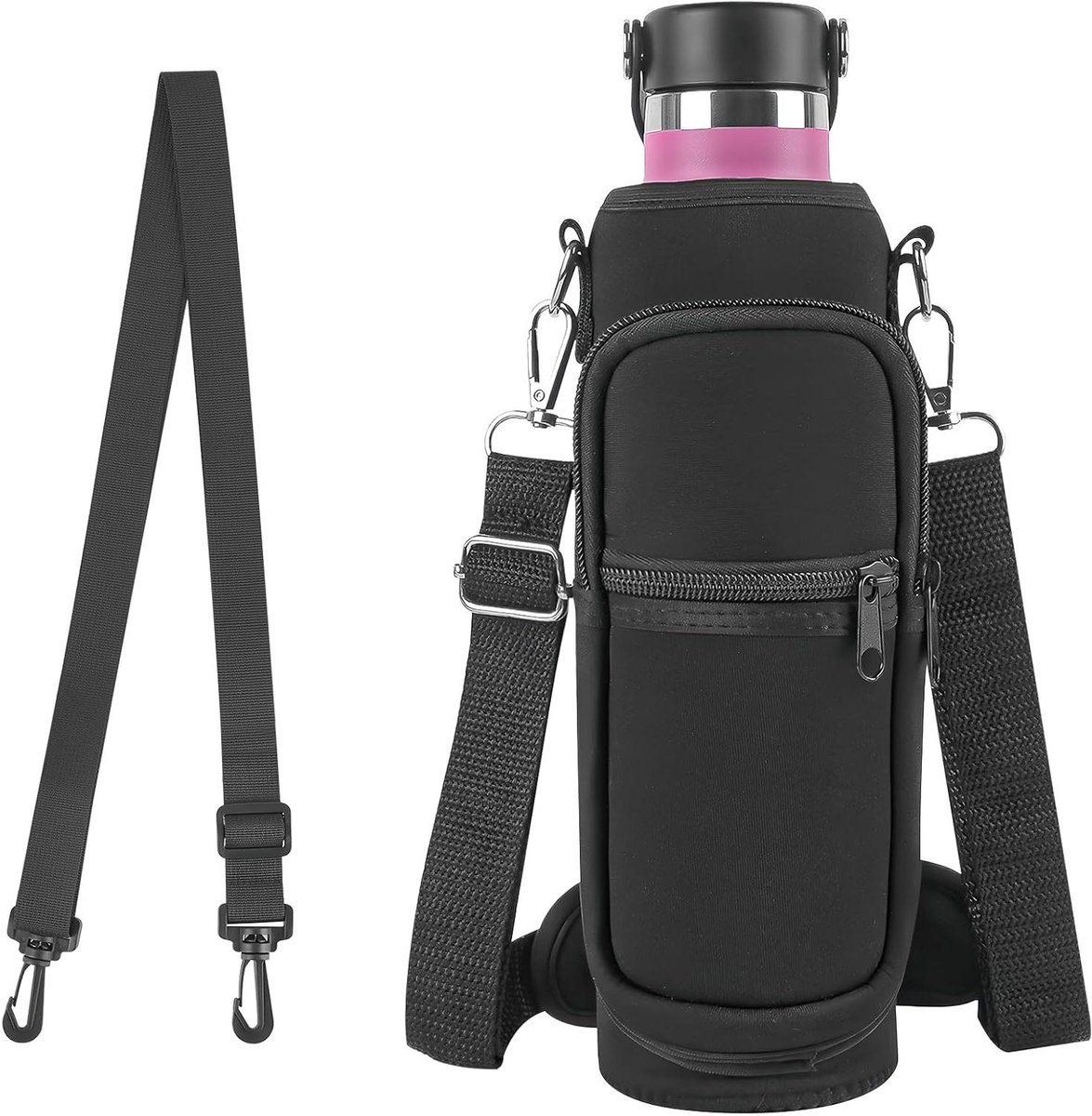 Allecto Plus - Waterfles draagtas voor de meeste 32 ounce sport plastic flessen met isolatie en draagriemen - Iron°Fallic compatible.