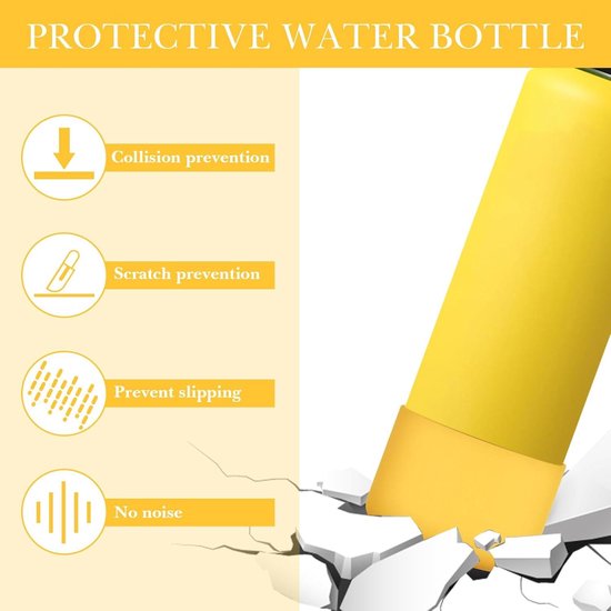 Allecto Plus - Waterfles Houder voor Brede en Smalle Mond Flessen - Geel Silicone Hoesje - 2 Stuks