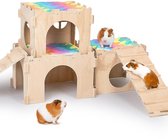 Amakunft Cavia-schuilplaats - natuurlijk hout, afneembaar platform met trappen, kleine dierenhabitat voor cavia's, hamsters, konijnen, fretten, egels, gerbils, eekhoorns Amakunft Cavia-schuilplaats - natuurlijk hout, afneembaar platform met trappen, kleine dierenhabitat voor cavia's, hamsters, konijnen, fretten, egels, gerbils, eekhoorns