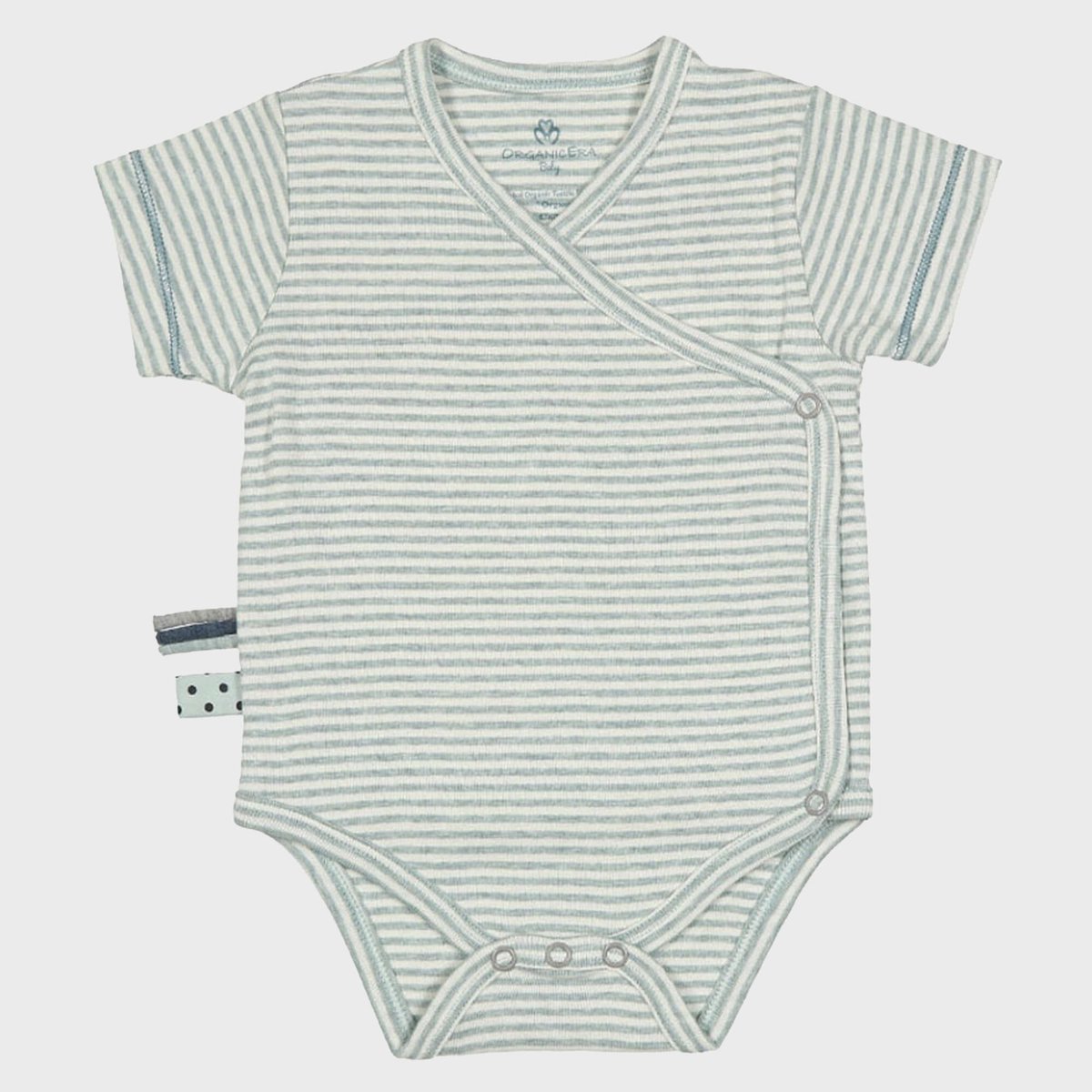 Kimonolichaam met korte mouwen OrganicEra Organic Baby S/S Kimono body, gestreept