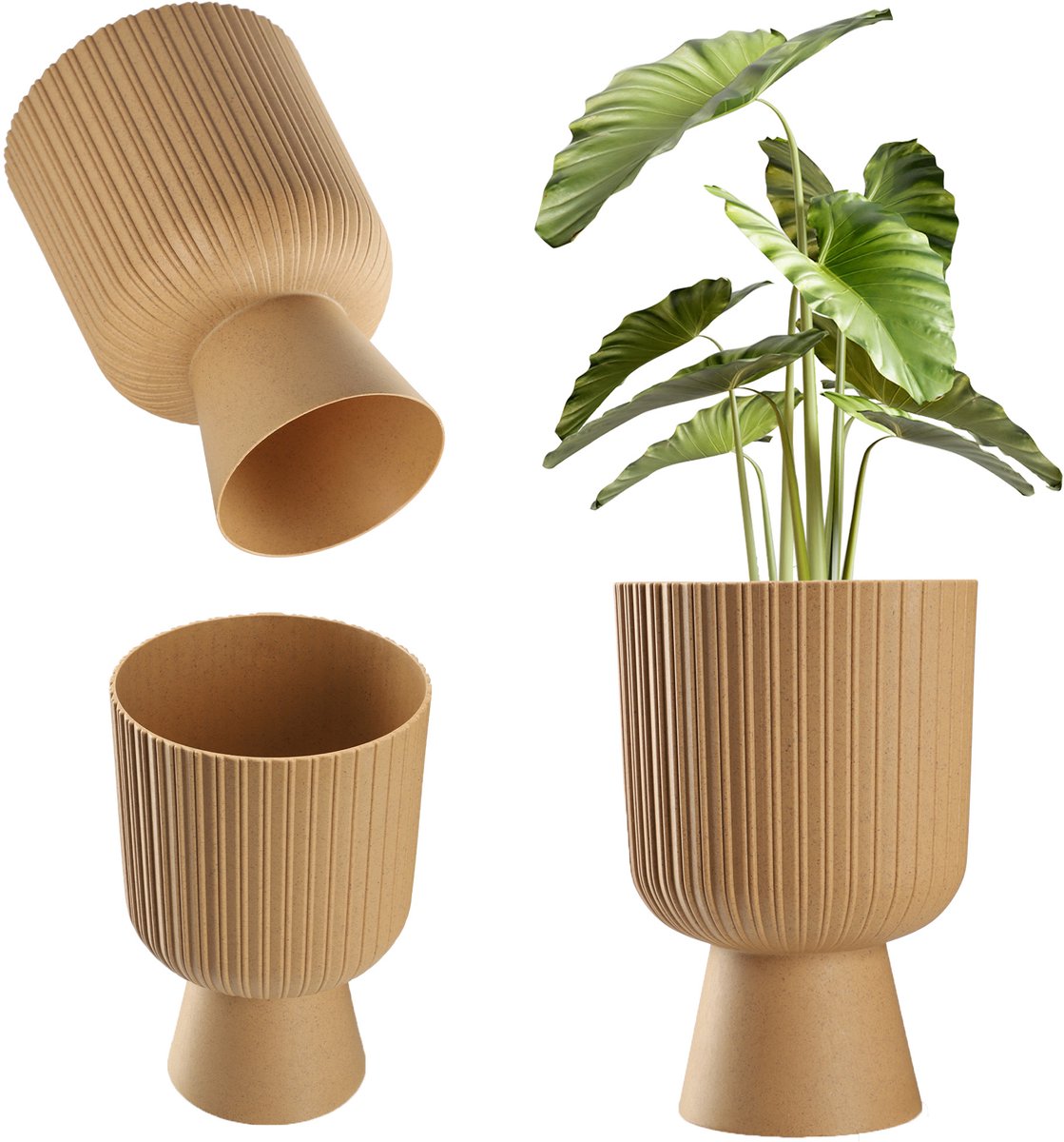 KADAX Bloempot in kelkvorm, plantenpot van kunststof in 2 maten, plantenbak in 5 kleuren voor balkon, terras, vensterbank, Pokal, plantenbak, plantenbak, plantenbak (14 cm, bruin)