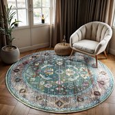 Picasso Pablo Vintage Rond Vloerkleed Groen / Multi Laagpolig- 240 CM Ø