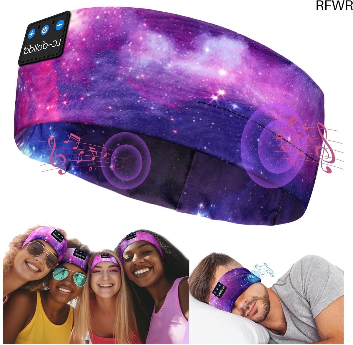 RFWR® Slaaphoofdtelefoon met Bluetooth 5.4 voor Comfortabel Slaapmasker, Draadloze Sporthoofdband voor Training en Yoga