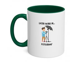 Hacebo® - Later word ik fotograaf koffiebeker donker groen - Fotograven - thee mok - koffie beker - Fotografe - Foto - fotonemer - momentopname - trouwfotograaf - cameraman - camera - fototoestel - koffiemok - 350 ML inhoud