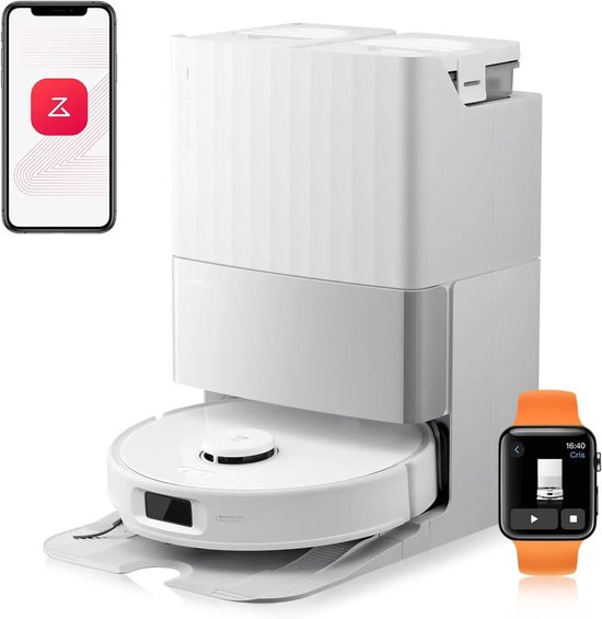 Robotstofzuiger – Robotstofzuiger met dweil – Automatische stofzuiger – Slimme schoonmaakrobot – Draadloze vloerreiniger – 12.000 Pa Zuigkracht – 4L Waterreservoir