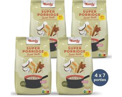 Nomly Super Havermout Sweet Smile - Kaneel Amandel Kokos - overnight oats - laag in suikers - gezond - vegan - 100% glutenvrij - bio - 4 x 280g