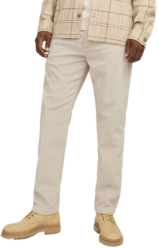 Jack & Jones Tapered fit corduroy broek met steekzakken, model 'CORDUROY' in beige online kopen | P&C