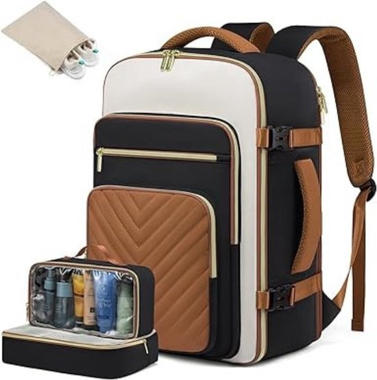 LOVEVOOK Handbagagerugzak vliegtuig, reisrugzak voor dames, groot, 17 inch, laptop, reisrugzak, vrouwen, waterdichte reistas, weekendtas, 40 liter, draagtas op kofferrugzak voor reizen, zaken, cabine