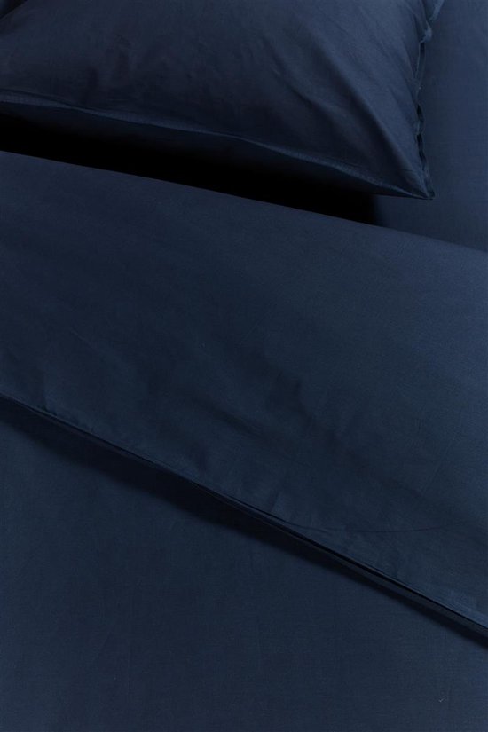 Ambiante Cotton Uni dekbedovertrek - Effen - Tweepersoons - 200x200/220 - Donker Blauw van Ambiante — afbeelding 4