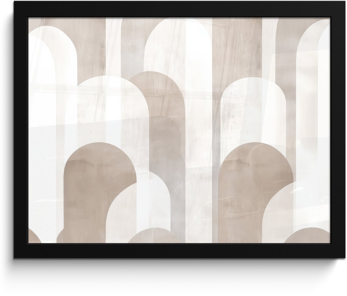 FrameYourWall Poster in lijst - Fotolijst 40x30 cm - Posters - Abstracte bogen - Modern - Beige - Posterlijst zwart - Decoratie - Wanddecoratie woonkamer - Muurdecoratie slaapkamer Bogen - Beige
