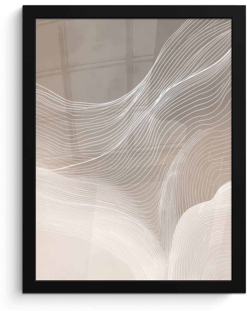FrameYourWall Poster in lijst - Fotolijst 30x40 cm - Posters - Golvende lijnen - Luchtstromen - Harmonieus - Posterlijst zwart - Decoratie - Wanddecoratie woonkamer - Muurdecoratie slaapkamer