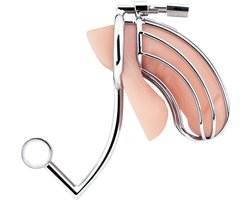 Blueline - Cock Cage With Anal Stimulator Kuisheidskooi - Zilverkleurig