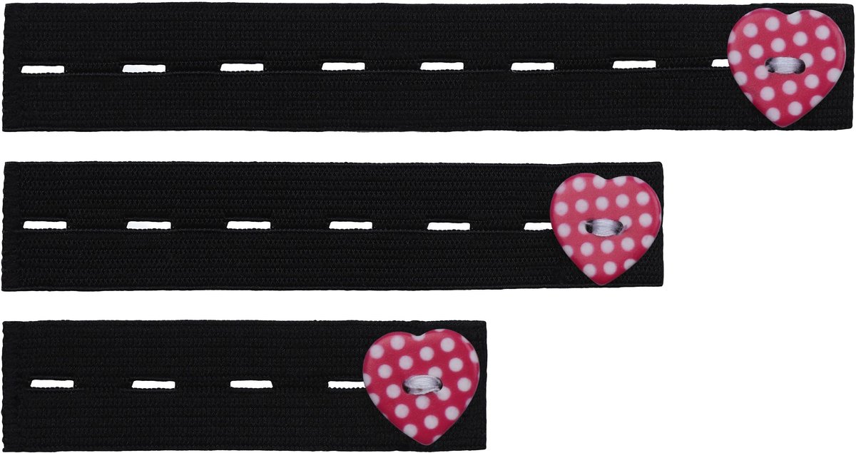 Be Mammy - Damesbroekverlenging Rubber – 3-Pack – Zwart/Roze - BE-BE20-126-BB-N