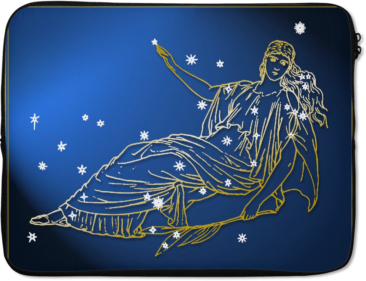 Laptophoes 15.6 inch - Sterrenbeeld - Maagd - Sterren - Laptop sleeve - Binnenmaat 37x26 cm - Zwarte achterkant