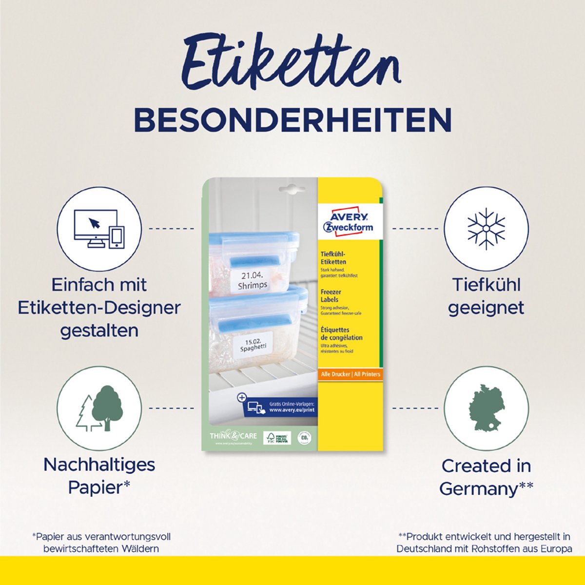 Avery diepvries-etiketten, 99,1 x 67,7 mm, wit