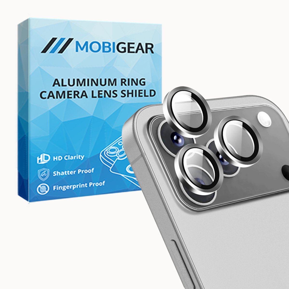 Mobigear Screenprotector geschikt voor Apple iPhone 17 Pro Max Glazen | Mobigear Single Lens Camera Lens Protector - Case Friendly - Zilver