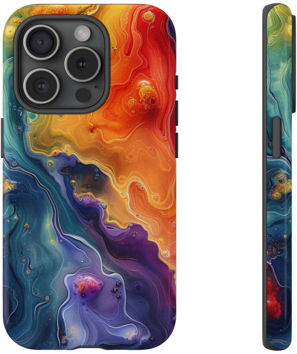 Levendig Abstract Vloeibaar Kunstpatroon – Telefoonhoesje Geschikt voor iPhone 15 Pro