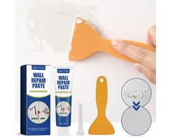Professioneel Gipsplaatreparatieset - 1 Verpakking Snelhardend Muurvulmiddel + Schraper | Gaatjes Dichten in 10 Minuten | Stofvrije Formule Zonder Schuren | Wit | Voor Badkamer/Plafond |Reparatieset Voor Scheuren, Fragmenten, Gaten En Putten