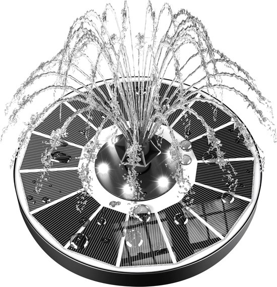 Boadw Fontein op zonne-energie, 5,5 W, 215 mm, waterpomp op zonne-energie, met 7 fonteinstijlen voor tuin, vogelbad, vijver, visbak