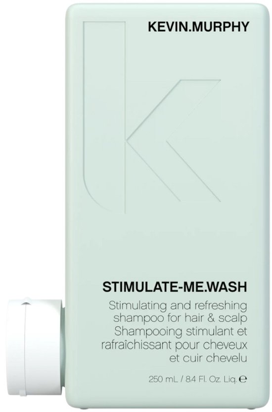 Bouteille vert pâle KEVIN.MURPHY Stimulate-Me.Wash shampoo avec bouchon blanc. Contenu 250ml.