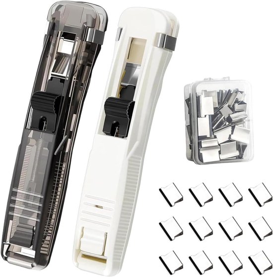 KINBOM 2Stuks Paper Clam Clips Clam Clip Dispensers Handheld met 100Stuks Refills voor van Losbladig Papier Boekbinden Documenten Rapporten Opdrachten