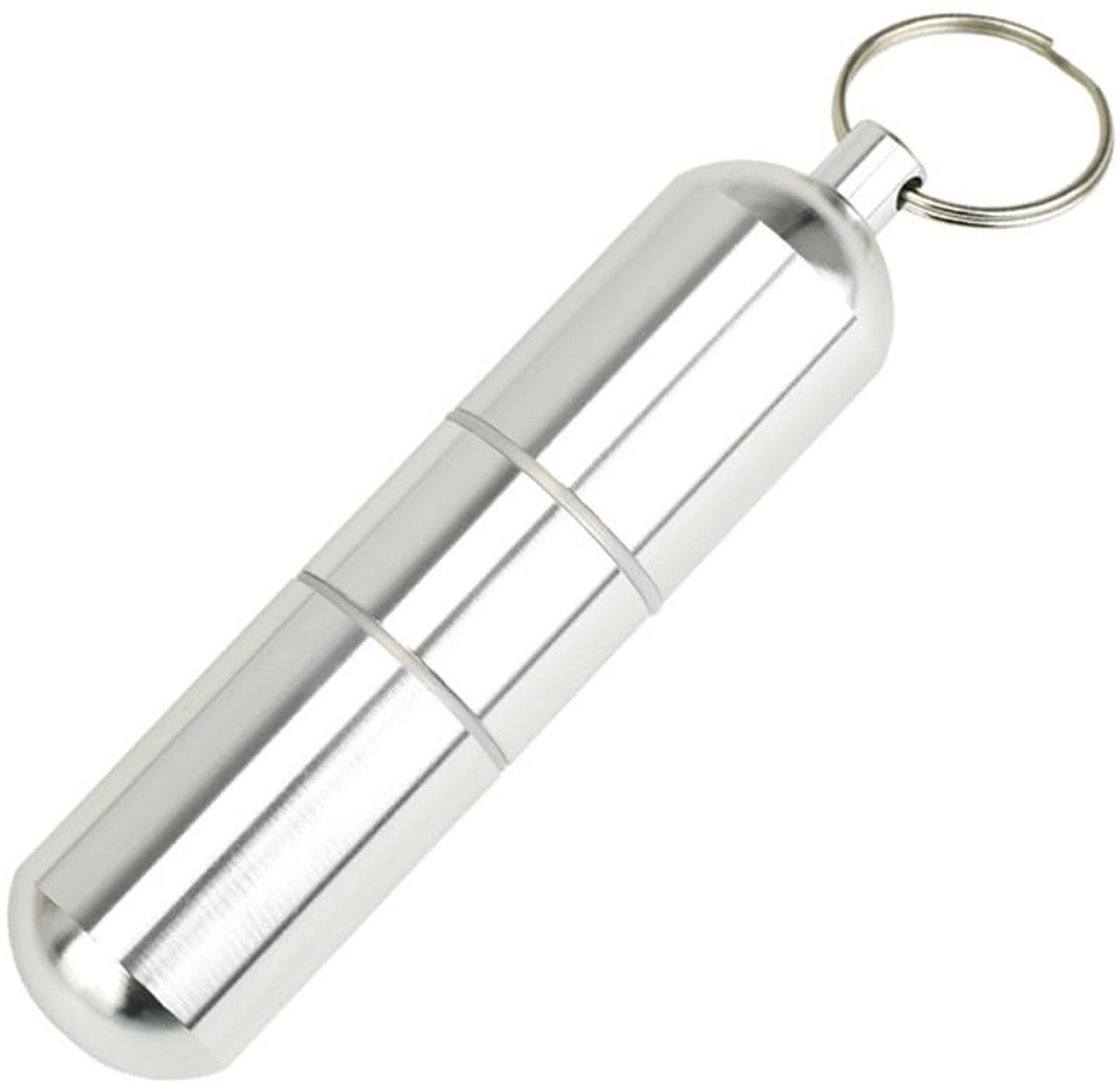 Sigarettenkoker van aluminium met sleutelhanger, waterdicht, 3 compartimenten, zilver