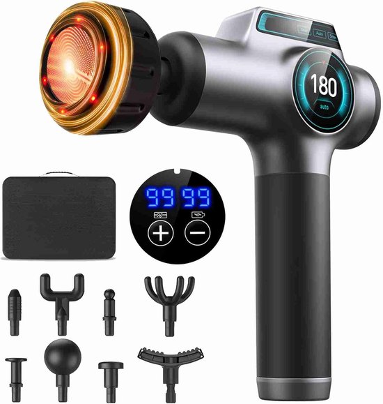 Massagepistool Pro Percussie met Verwarmingsfunctie Zwart - Massagepistool, - €57,49