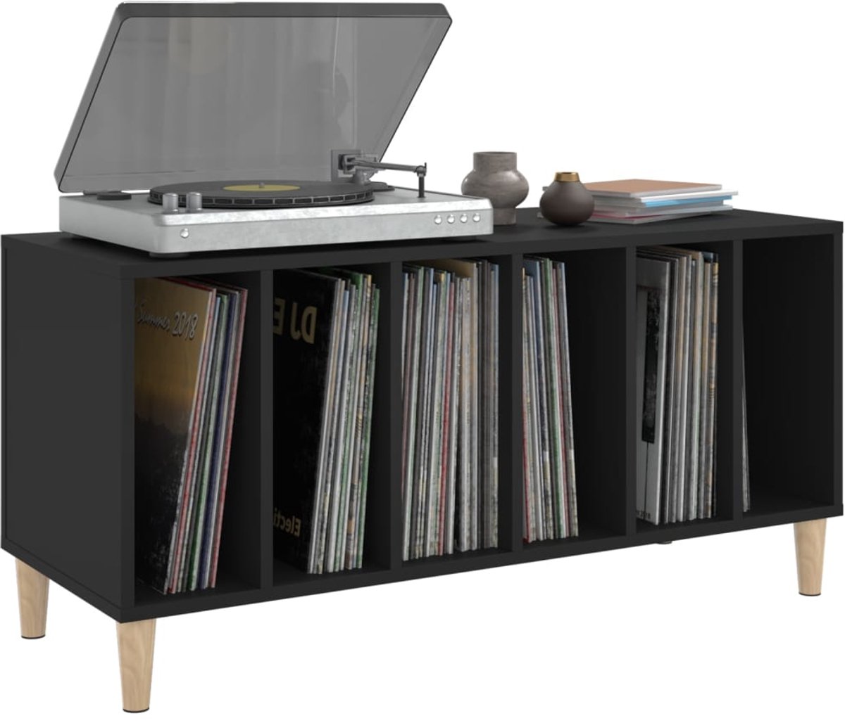 Platenspelermeubel - LP-kast - Platenspelerkast - Draaitafelstandaard - Platenspelerstandaard - Vintage Displayplank - Zwart