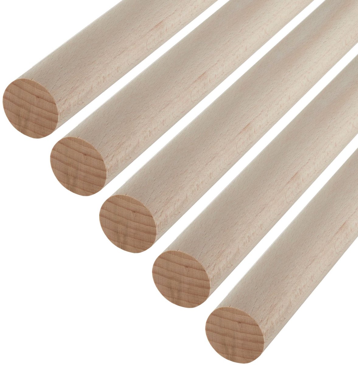 5 stuks SOTECH beuken ronde stokken glad Ø30 x 800 mm ronde houten stokken voor knutselwerk of als kapstok