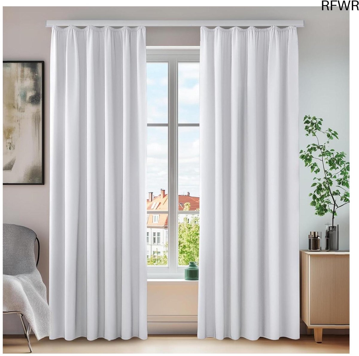 RFWR® 2 Stuks Ondoorzichtige Deurgordijnen voor Keuken en Woonkamer - Thermisch en Verduisterend Roestvrij Grijs 140 x 175 cm