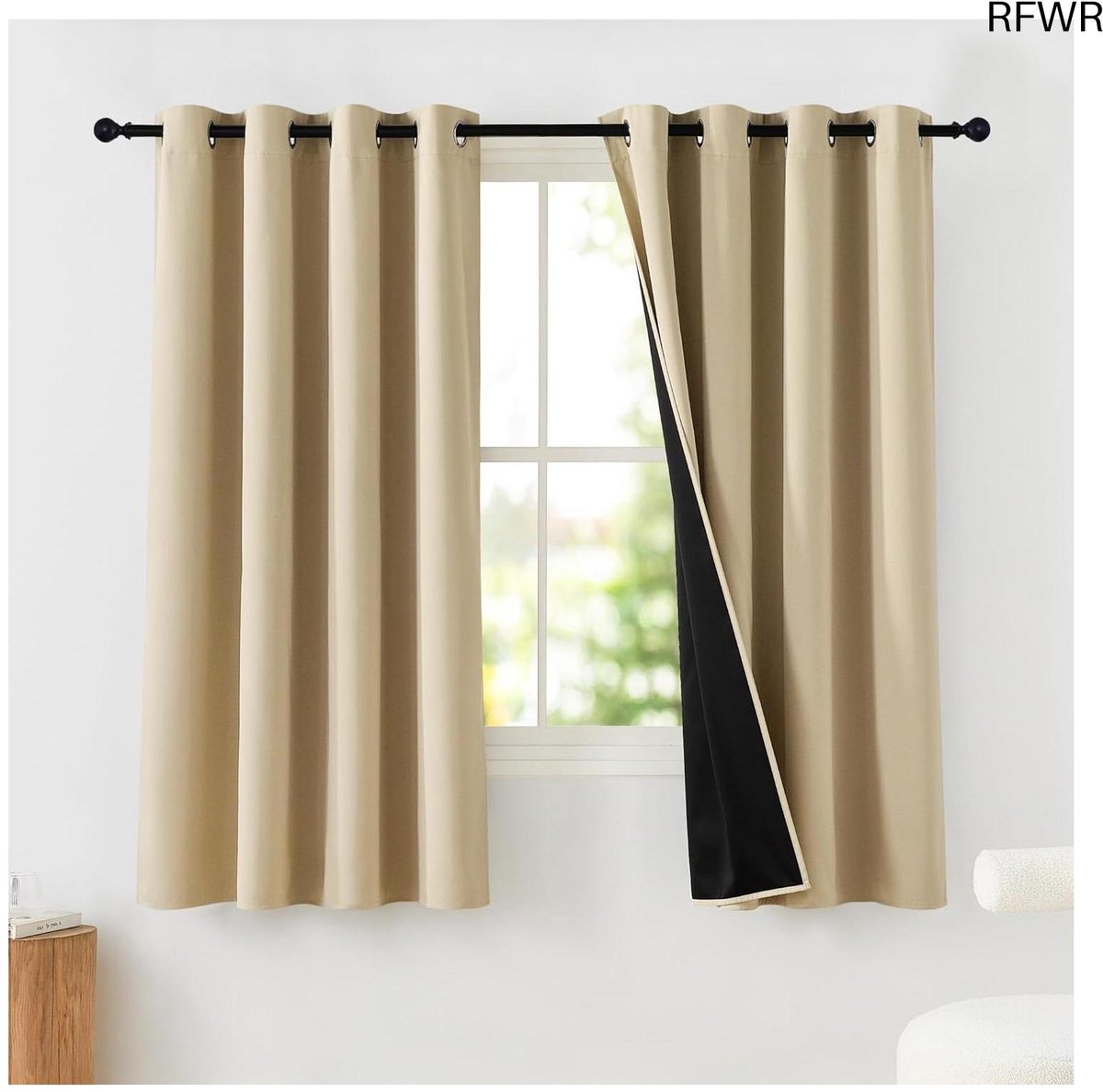 RFWR® Verduisterende Gordijnen 140x145 cm met Lussen - Thermische Isolatie, Geschikt voor Woonkamer en Slaapkamer