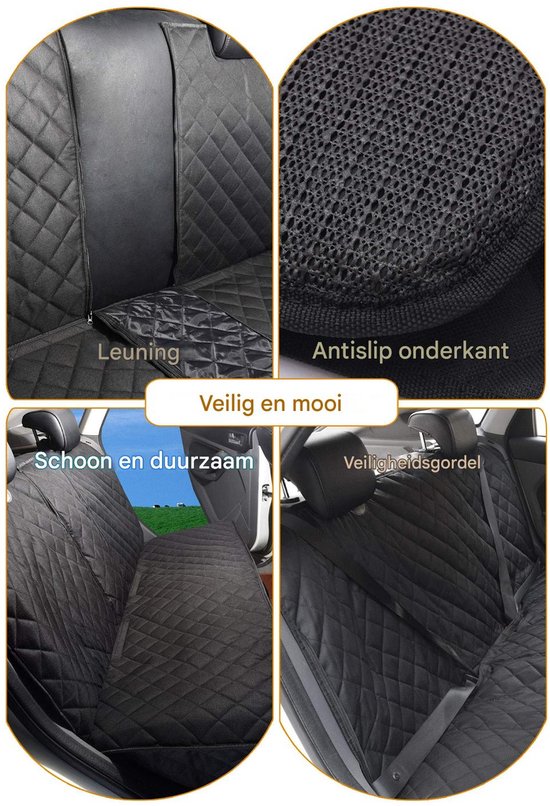 Hondenautostoelhoes - 4-laags beschermende waterdichte achterbankhoes - Voor honden en huisdieren tijdens het autorijden - Houdt stoelen antislip en voorkomt krassen - Voor auto's, vrachtwagens en SUV's - 135 cm L x 46 cm B - Zwart van Merkloos — afbeelding 3