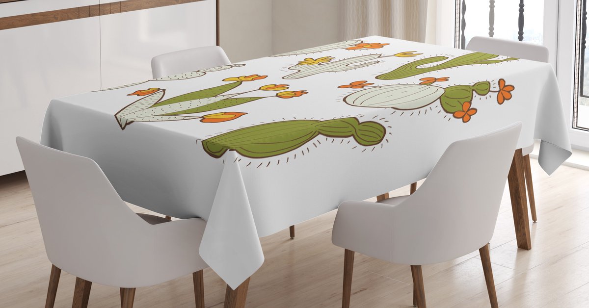 New Bed Cactus Krabbel, cactussen, flora Rechthoekig tafelkleed voor eetkamer en keuken, zeer duurzaam 140 cm B x 240 cm L