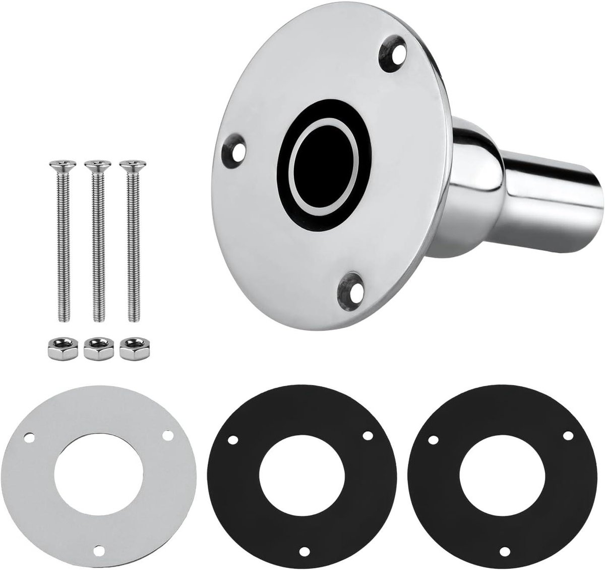 Allecto Plus - RVS 316 Doorlopende Uitlaathuidfitting 24mm - Diesel Standverwarming - Boot Marine Auto - Vrachtwagens - Bouten Moeren Pakkingen Hardware - Roestvrij Staal - Uitlaatpijp
