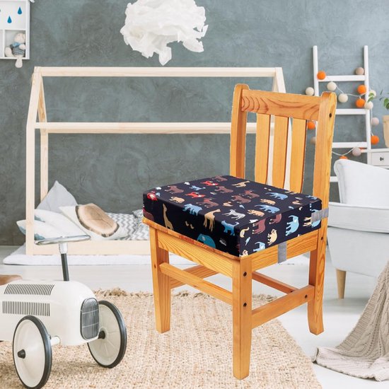 Stoelverhoger voor Kinderen - 8 cm Verhoogkussen - Zitverhoger voor Eettafel & Eetkamerstoel - Peuter Stoel verhoger - Stoelkussen waterdicht - Lichtgewicht & Veilig met Riemen — afbeelding 2