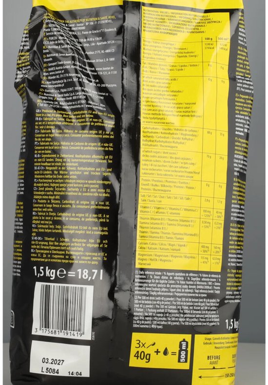 Isostar Energiedrank - Hydrate&Perform - Ecopack - Citroen - 1,5 kg van Merkloos — afbeelding 3