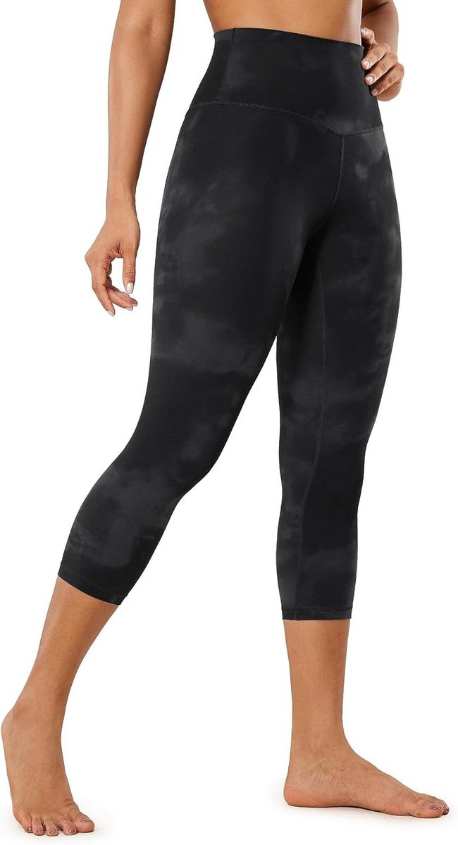Allecto Plus - Hoge taille lounge leggings met boterzachte stof voor dames - passend bij workout - zwart met tie dye bloemenprint