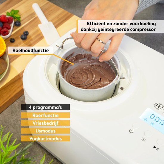 RFWR® Zelfkoelende IJsmachine en Yoghurtmaker met Uitneembare 1 Liter IJshouder van RFWR — afbeelding 4