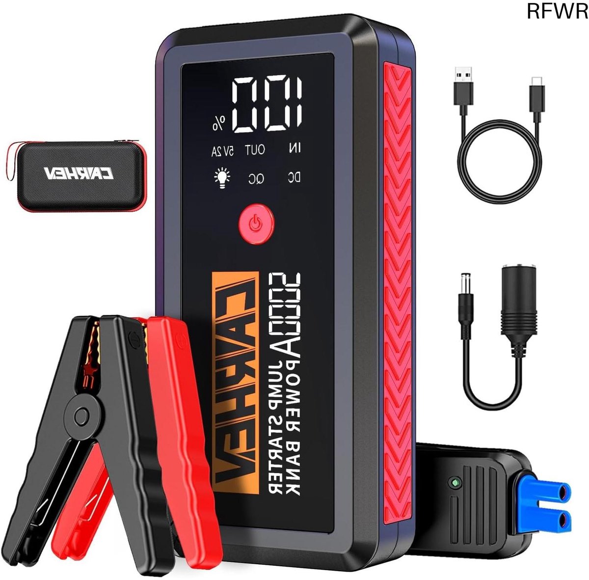 RFWR® Draagbare Starthulp 5000A voor Auto's met USB Quick Charge