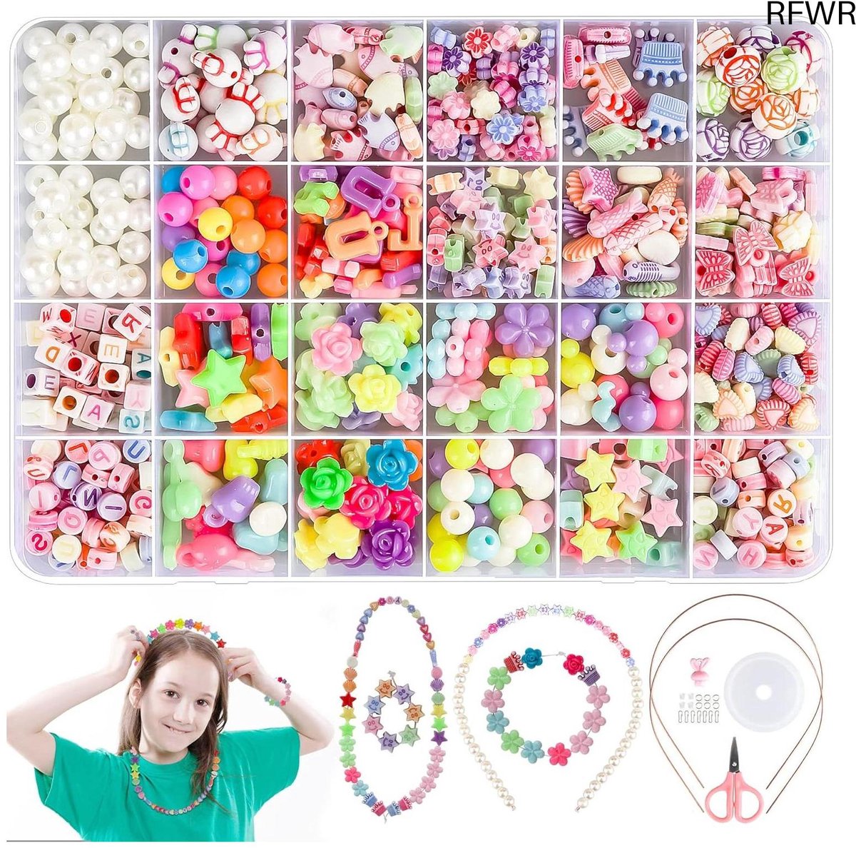 RFWR® Doe-het-zelf kralenset voor kinderen - 550 stuks voor het maken van sieraden en ambachten