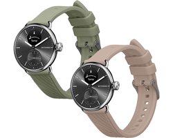 kwmobile 2x horlogebandjes geschikt voor Withings Scanwatch Light 37mm / Withings Scanwatch 2 38mm bandje - Smartwatch bandjes van TPU - Activity tracker horloge band in pastelgroen / oudroze