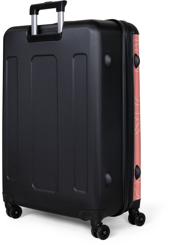 NoBoringSuitcases.com® - Grande valise - Valise de voyage légère - Motif soleil rose - Trolley 4 roues - Grand trolley XL - 98 litres de bagages