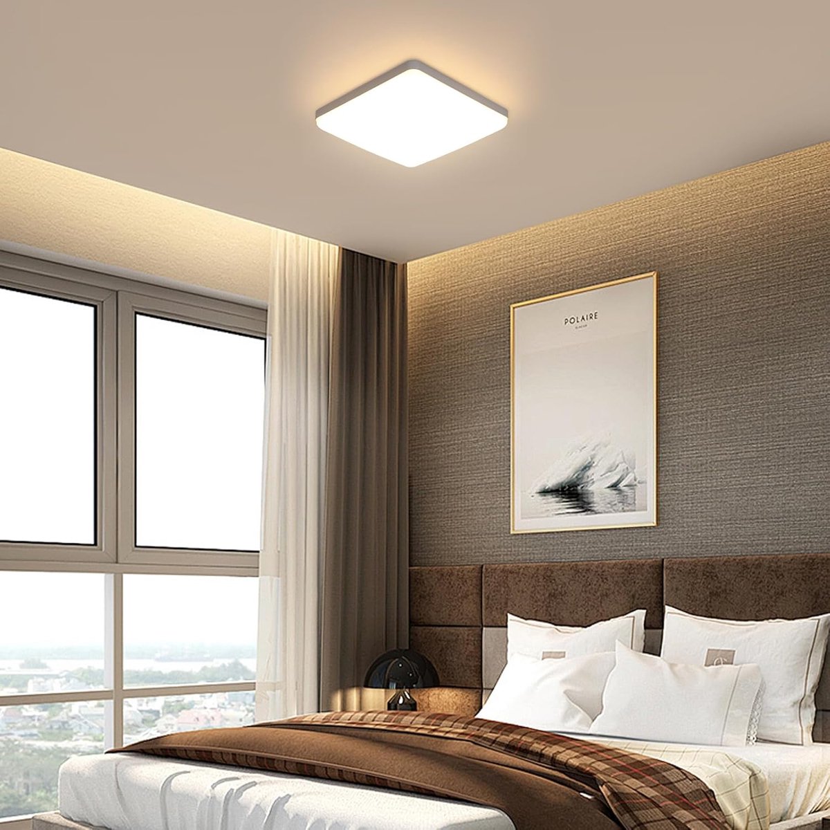 Haobosic - LED-plafondlamp, 36W LED-paneel, vierkante moderne plafondlampen, plafondlamp van acryl voor badkamer, woonkamer, keuken, slaapkamer, gang, balkon, garage, 3000K warm licht