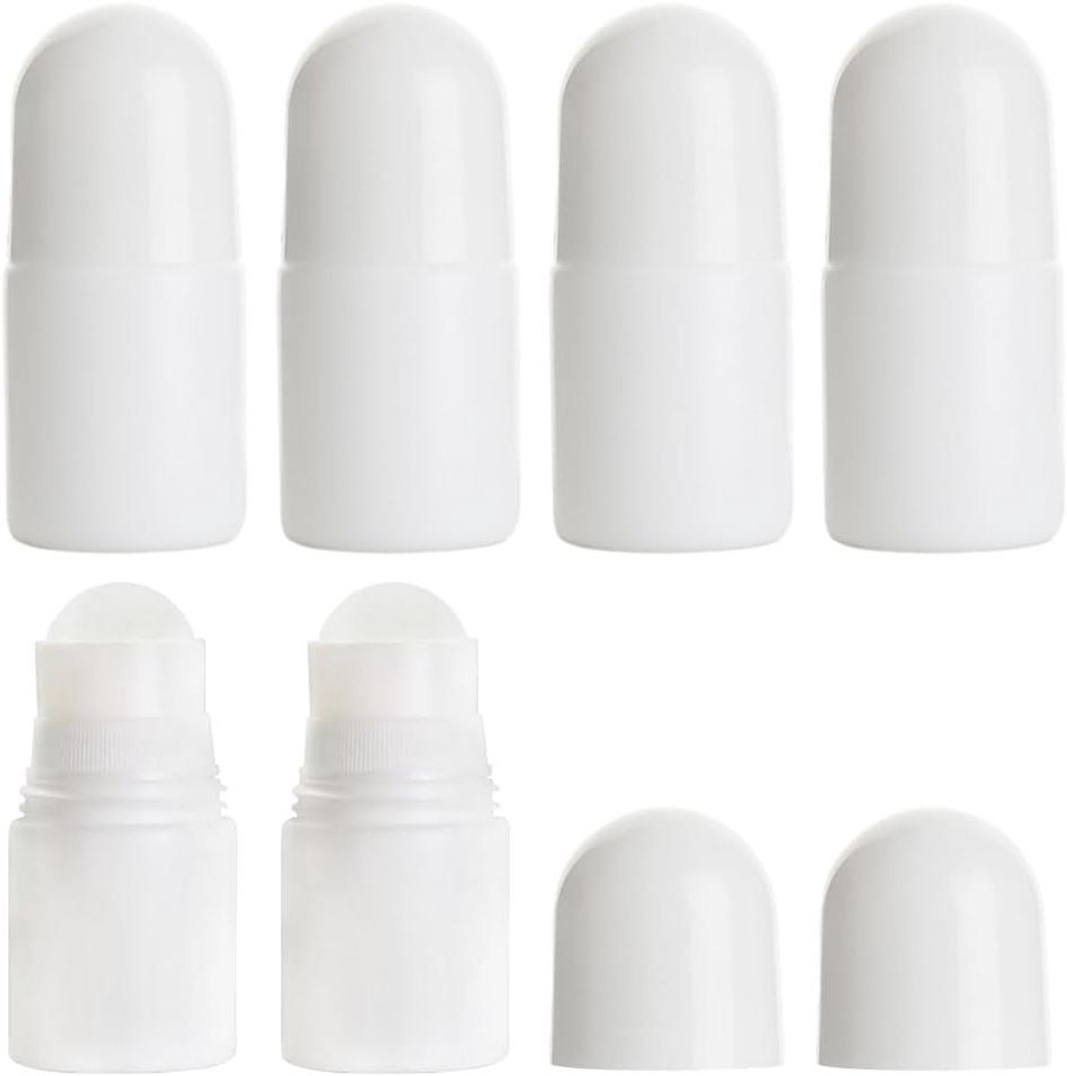 Allecto Plus - Roller Flessen Set van 6 Stuks 30ml - Wit - Hervulbaar - Rollerball Flessen - Deodorantcontainers - Reisformaat - DIY - Olie Parfums