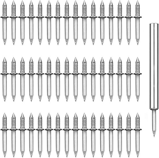 LDBKLGHJ 200 stuks Naadloze spijker met dubbele kop Dubbelkoppige spijkers Spijker voor plinten zonder sporen Onzichtbaar met 2 nagelspecifiek hulsgereedschap