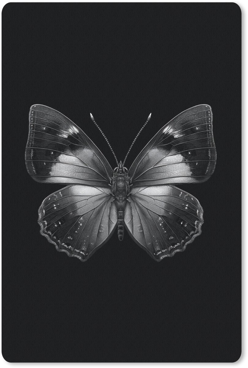 Muismat 18x27 cm - Mousepad Vlinder - Grijs - Mysterieus - Muismatten