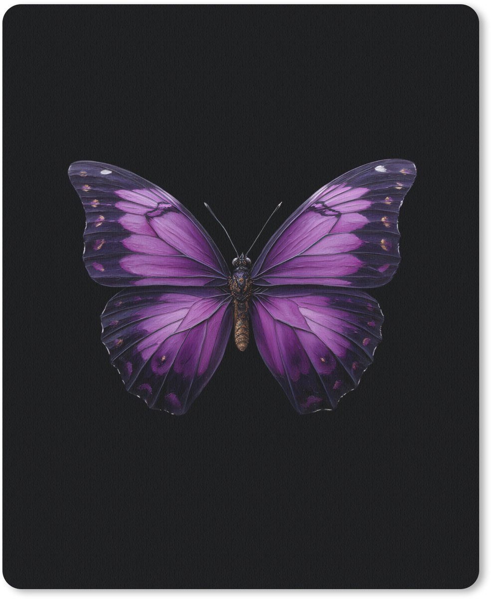 Muismat 19x23 cm - Mousepad Vlinder - Paars - Levendig - Muismatten